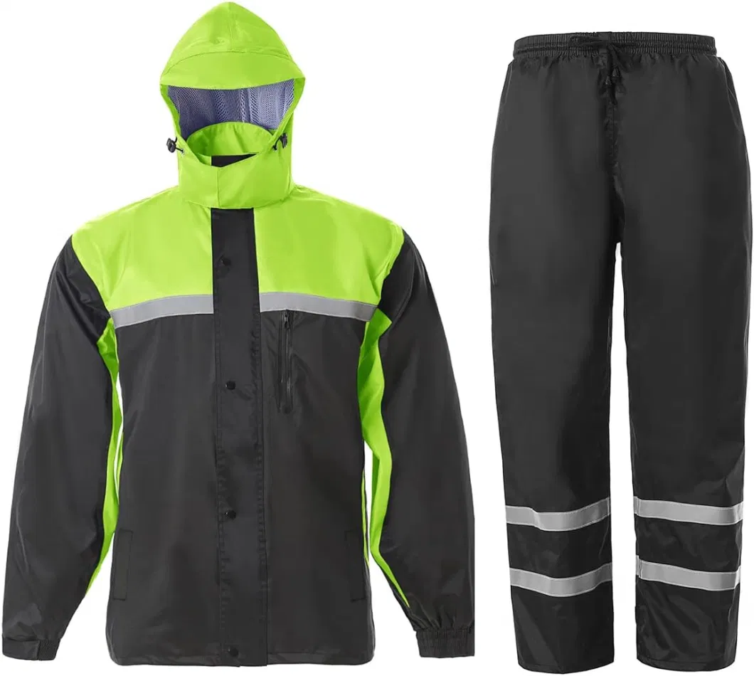 Men&prime;s Rain Suit High Visibility Reflective Work Rain Jacket