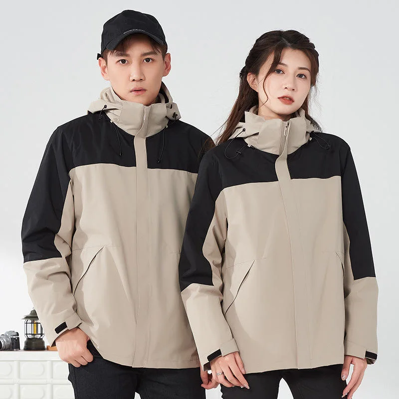 Wholesale Unisex Outdoor Hiking Jacket Removable Fleece Lining Softshell Waterproof Windbreaker OEM Custom Logo Outdoor Jacket for Men Women