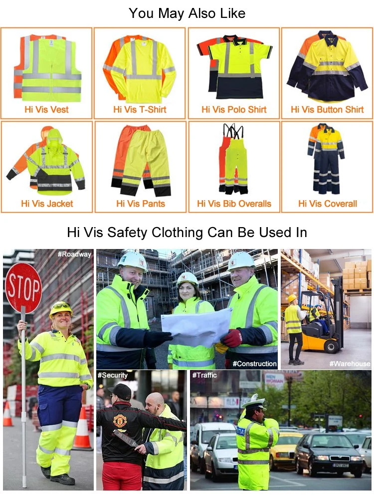 High Visibility 100% Polyester Reflective Safety Vest Construction Clothing for Workwear