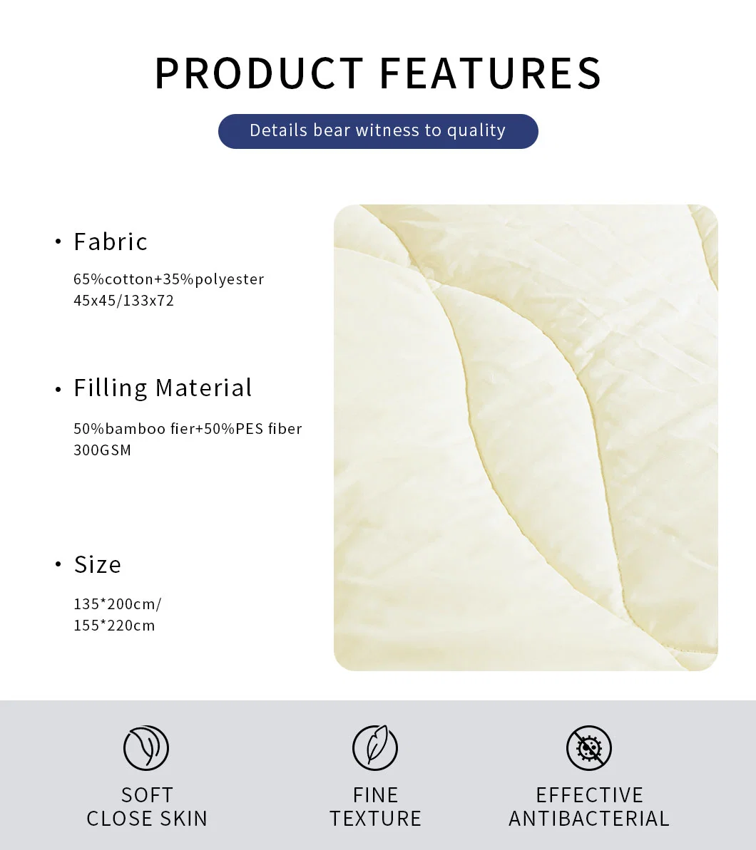 High Quality Filling 50% Bamboo Fiber 50% Pes Fiber 300GSM Bedding Soft Duvet