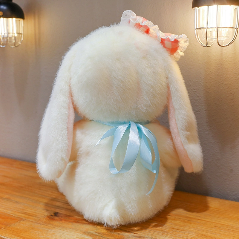 Bow Bunny Customized Brand Plush Rabbit Doll Stuffed Animal Bunny Toy Rabbit Laying Down Safe Material for Baby