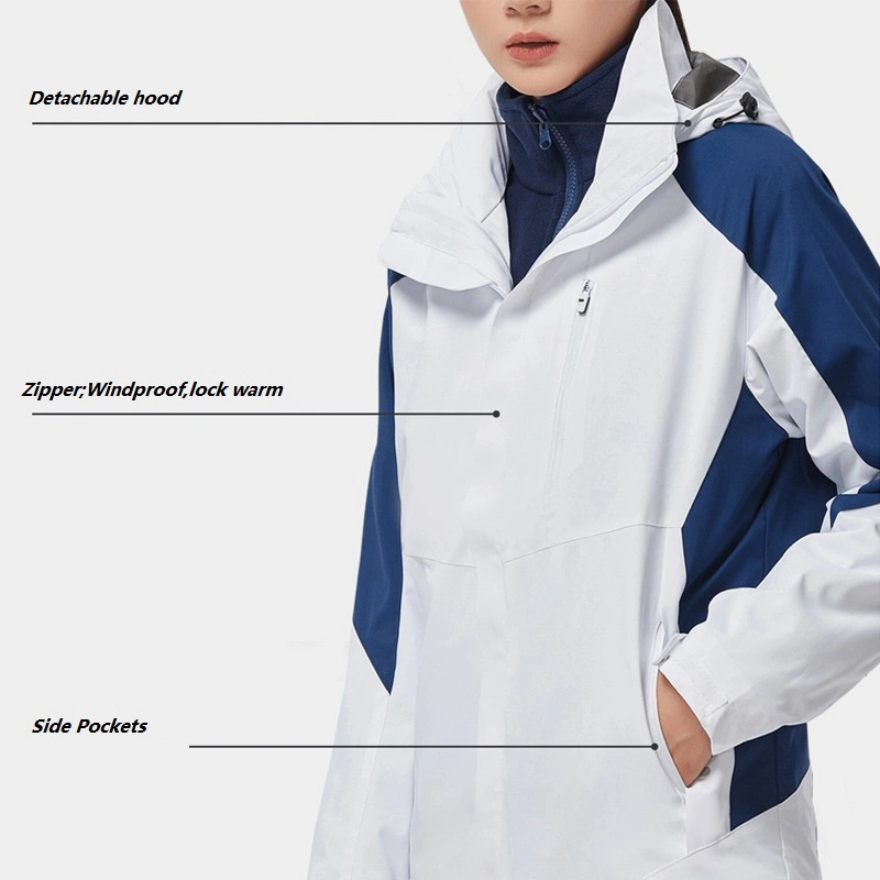 Hiworld Outdoor Three-in-One Garment Winter Waterproof Detachable Charge Jacket with Custom Logo