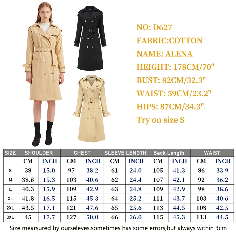 New Women&prime;s Long Waist Fashion Coat Long Sleeve Women Jacket Windbreaker