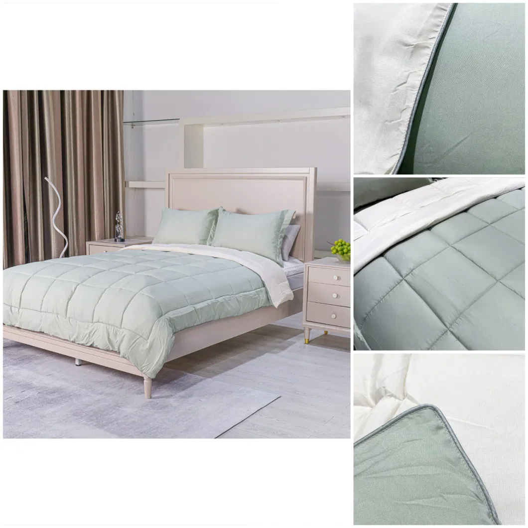 Factory Supplier Brushed Microfiber Alternative Comforter Green Color Solid Quilt Duvet