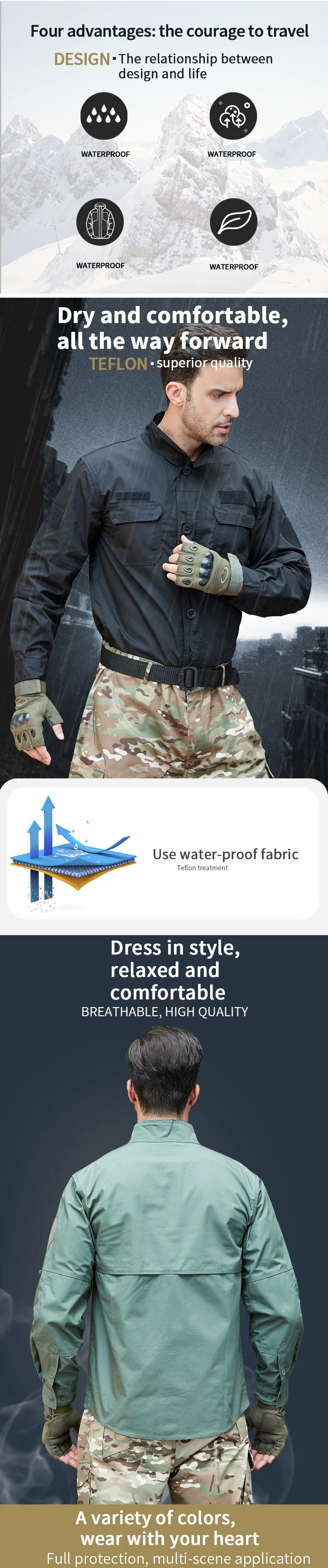 Military Style Outdoor Shirt with Waterproof Technology