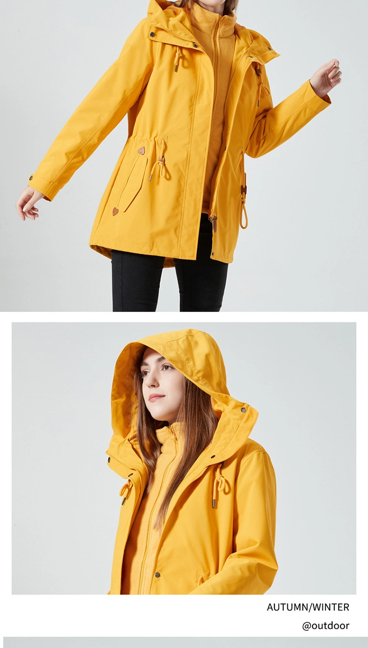 Women&prime;s 3-in-1 Winter Jacket Waterproof Rain Coat with Hood Warm Fleece Ski Jackets