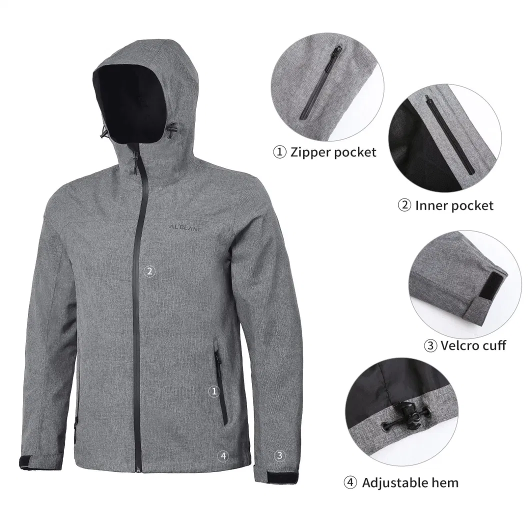 High Quality Men Outdoor Sportswear Breathable Waterproof Windproof Windbreaker Rain Jacket with Hood