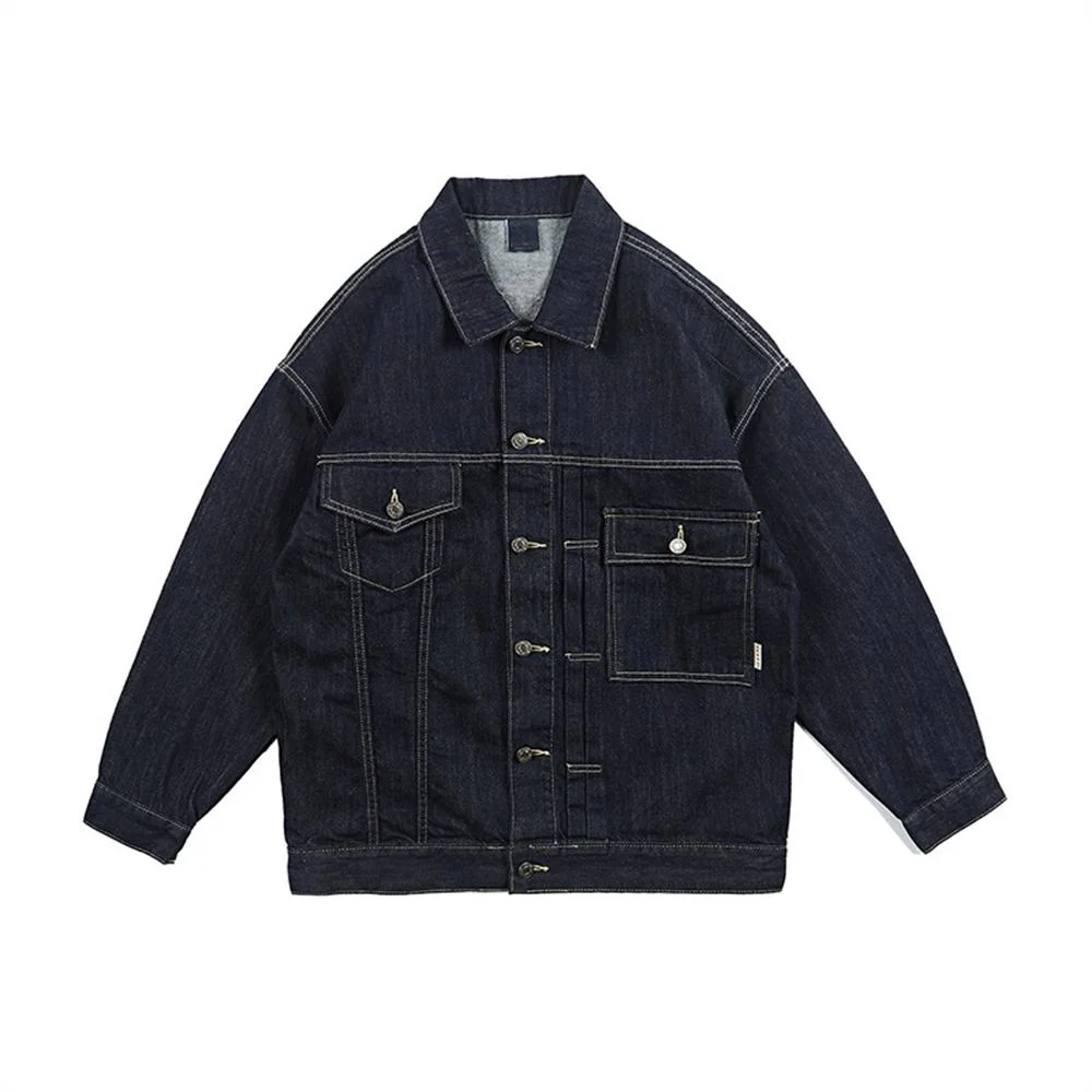 China Manufacturer Latest Design Outdoor Custom Bomber Dark Blue Denim Jacket