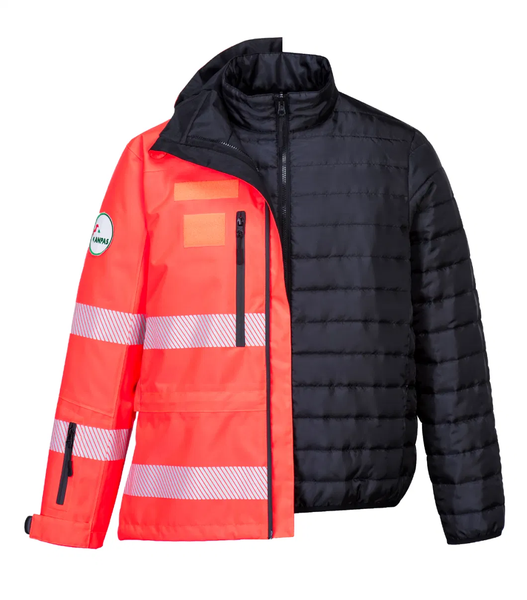 Custom En20471 Class 3 Hi Vis Yellow Reflective 3 in 1 Winter Safety Jackets