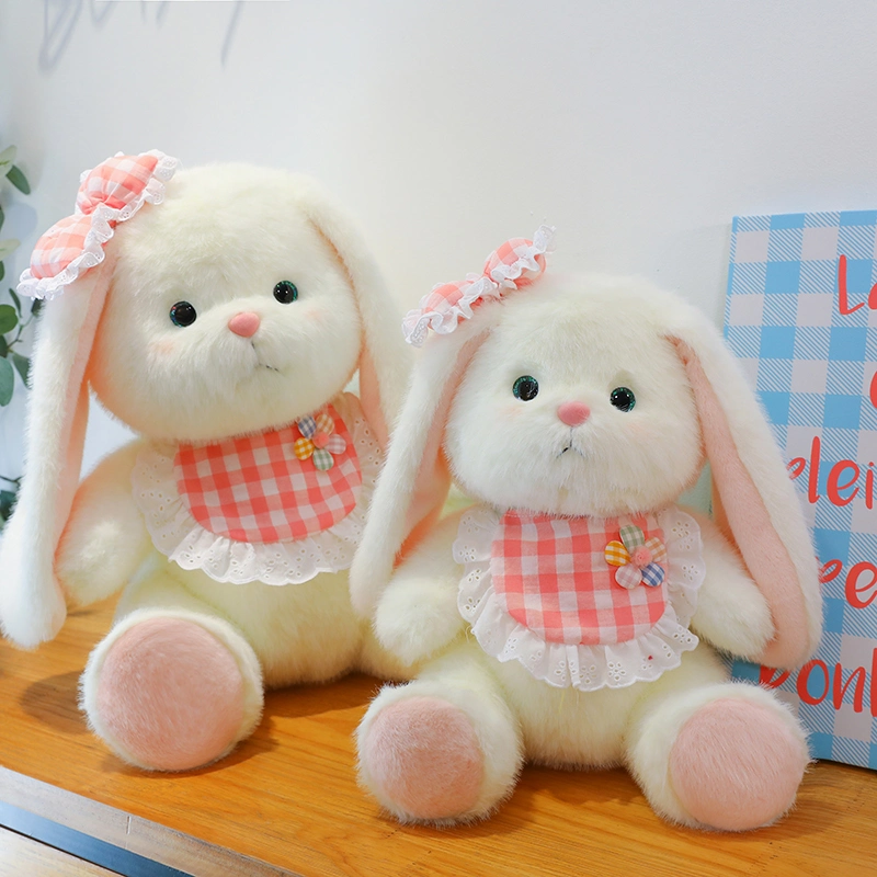 Bow Bunny Customized Brand Plush Rabbit Doll Stuffed Animal Bunny Toy Rabbit Laying Down Safe Material for Baby