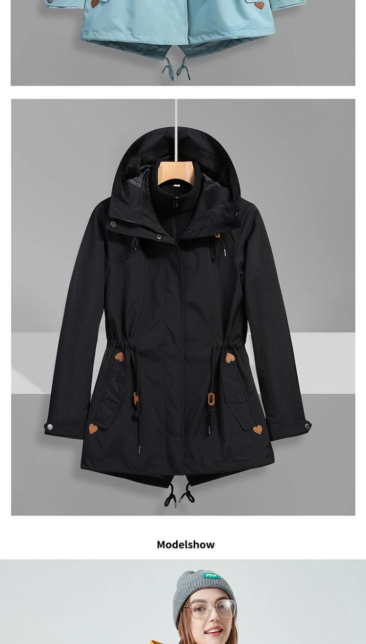 Women&prime;s 3-in-1 Winter Jacket Waterproof Rain Coat with Hood Warm Fleece Ski Jackets