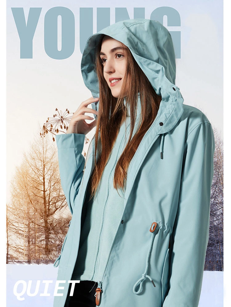 Women&prime;s 3-in-1 Winter Jacket Waterproof Rain Coat with Hood Warm Fleece Ski Jackets