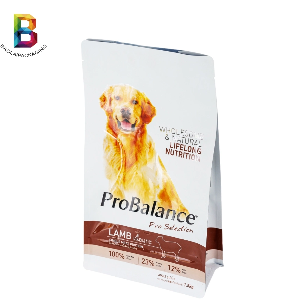 Custom Printed Resealable Zip Lock Pet Dog Food Bag Flat Bottom Pouch with Matte Surface Cat Food Packaging Bag