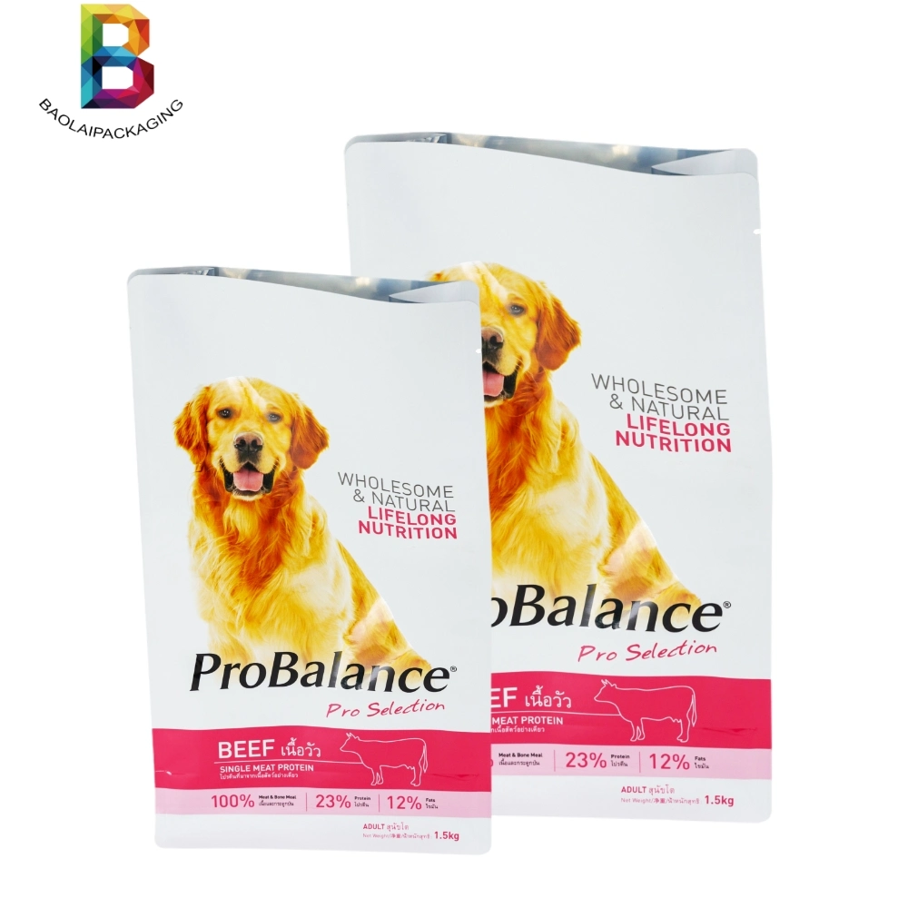 Custom Printing Bag Aluminum Foil Zipper Flat Bottom Pet Food Packaging Bag