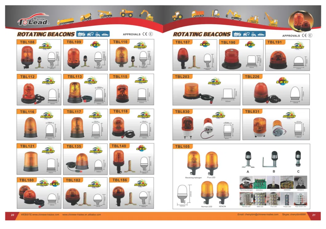 Small LED Beacon Light with Magnetic Base (12V-48V) Hot Sell Rotary Strobe Lamp Blue/Amber/Red/White RoHS R10