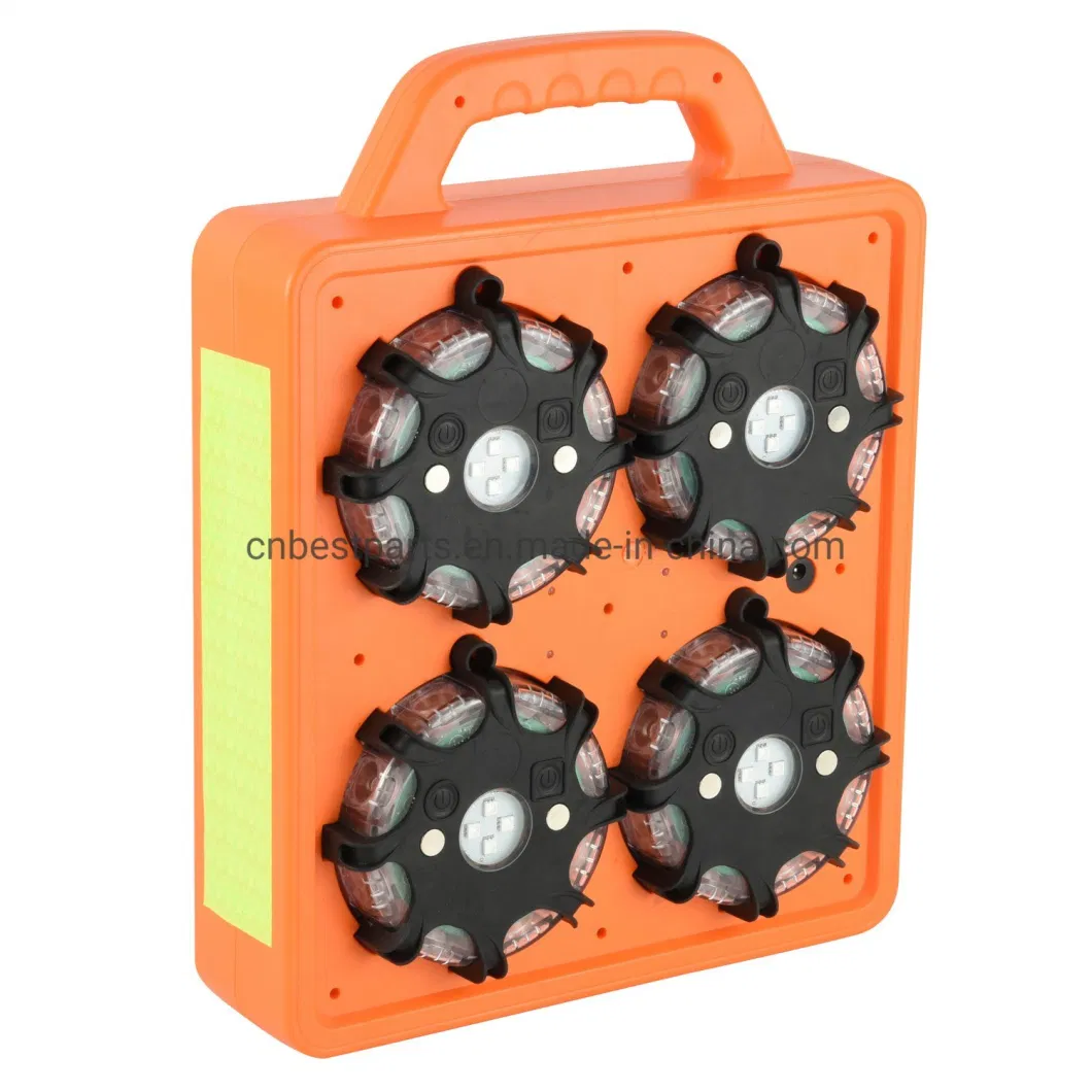 New Shockproof Traffic Emergency 6 Pack LED Road Flare Rechargeable Safety Strobe Beacon Flashing LED Amber Warning Light with Sequential Function