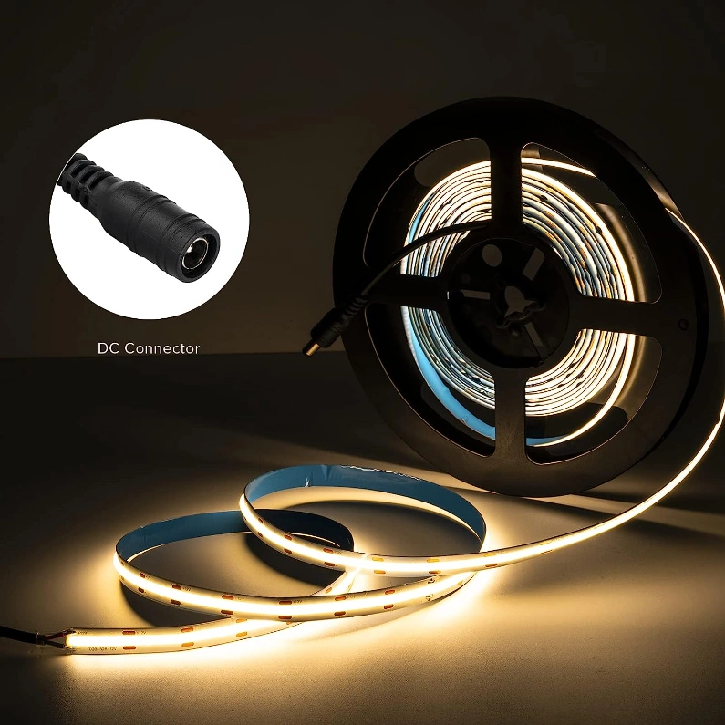 China Factory Fcob RGB LED Strip Lamp White 6000K, DC12V CRI 90 LED Strip Light for Indoor Decoration