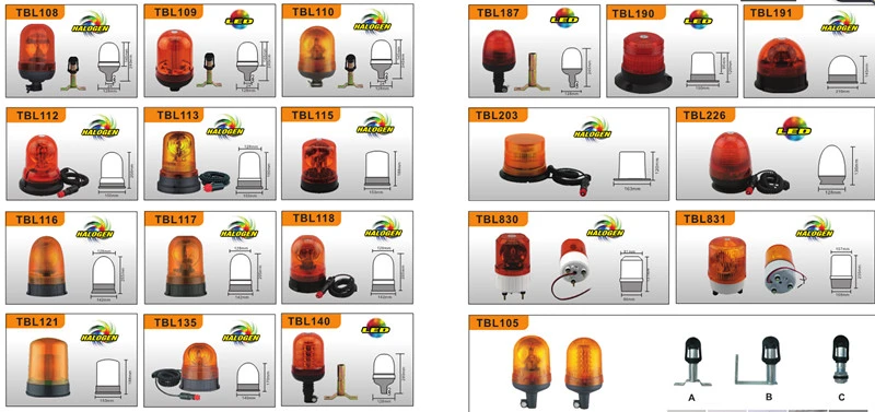 DC12-24V Yellow LED Strobe Screws Emergency Traffic Light, Flashing and Rotating Trucks Safety Warning Beacons with CE