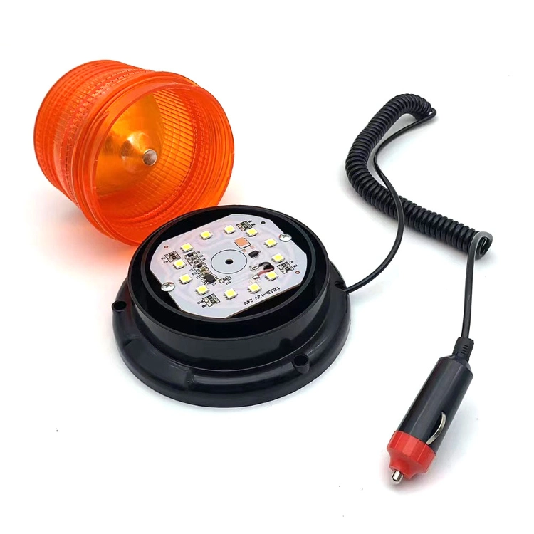 Amber Blue Red LED Car Vehicle Strobe Warning Light Flashing Beacon Magnetic Mounted LED Emergency Lighting Lamp 12/24V