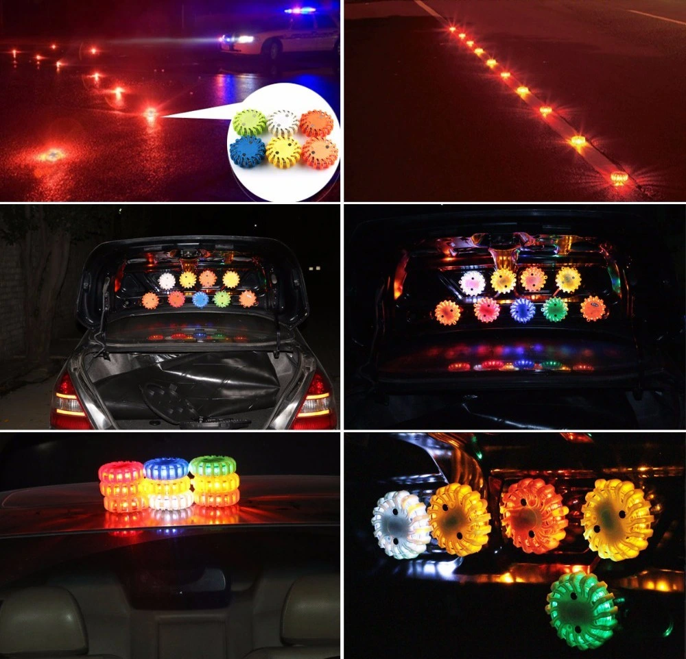 Wholesale 6 Lamp LED Emergency Traffic Warning Beacon Strobe Signal Lighting Portable Rbg Rechargeable Roadside LED Warning Light