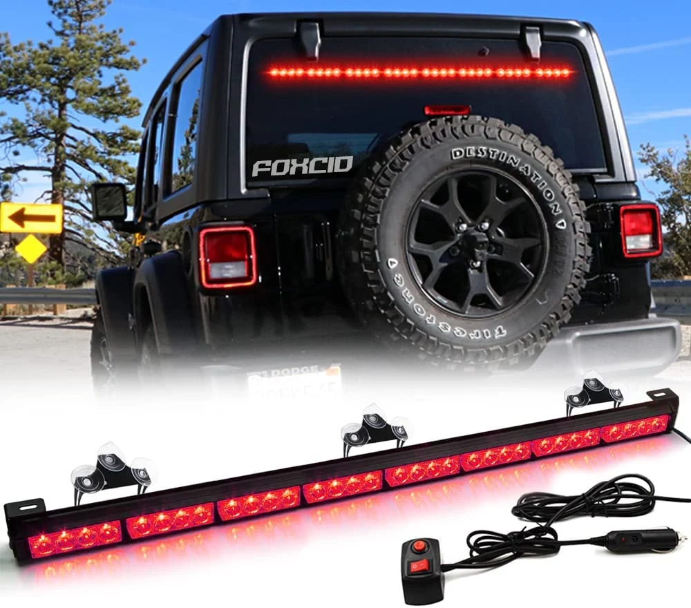 Red Blue LED Dual Visor Strobe Light Bar Windshield Sunvisor Emergency Safety Warning Traffic Advisor Flashing Light Bars