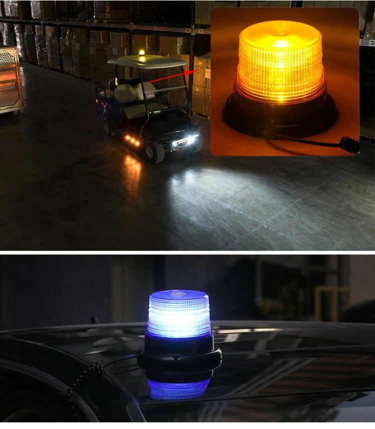 Amber Blue Red LED Car Vehicle Strobe Warning Light Flashing Beacon Magnetic Mounted LED Emergency Lighting Lamp 12/24V