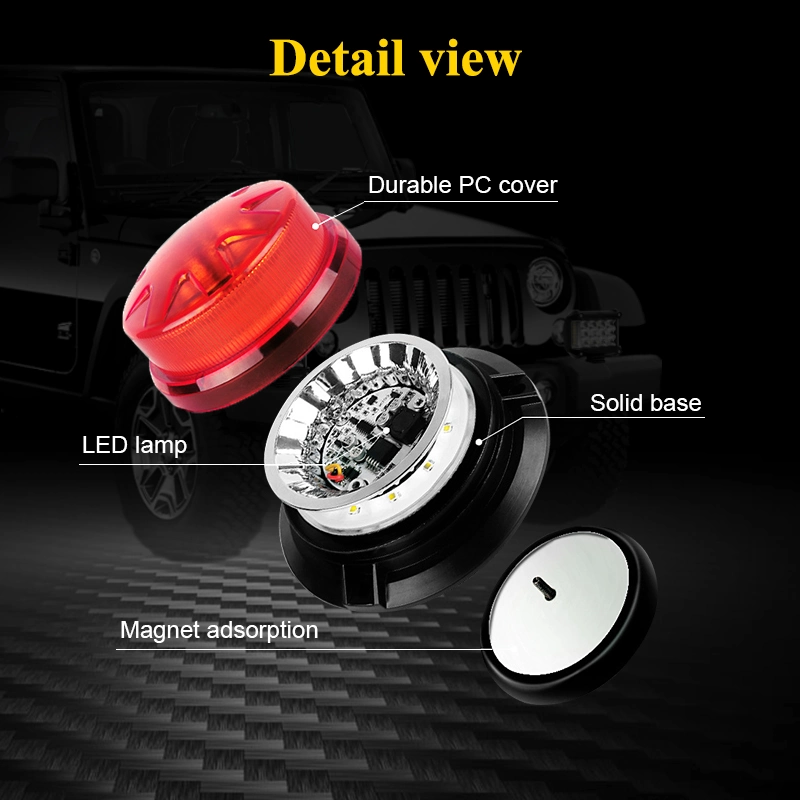 Crek Strobe/Blue/Red Magnetic Mount Base CE LED Safety Beacon Warning Light for Universal Vehicles