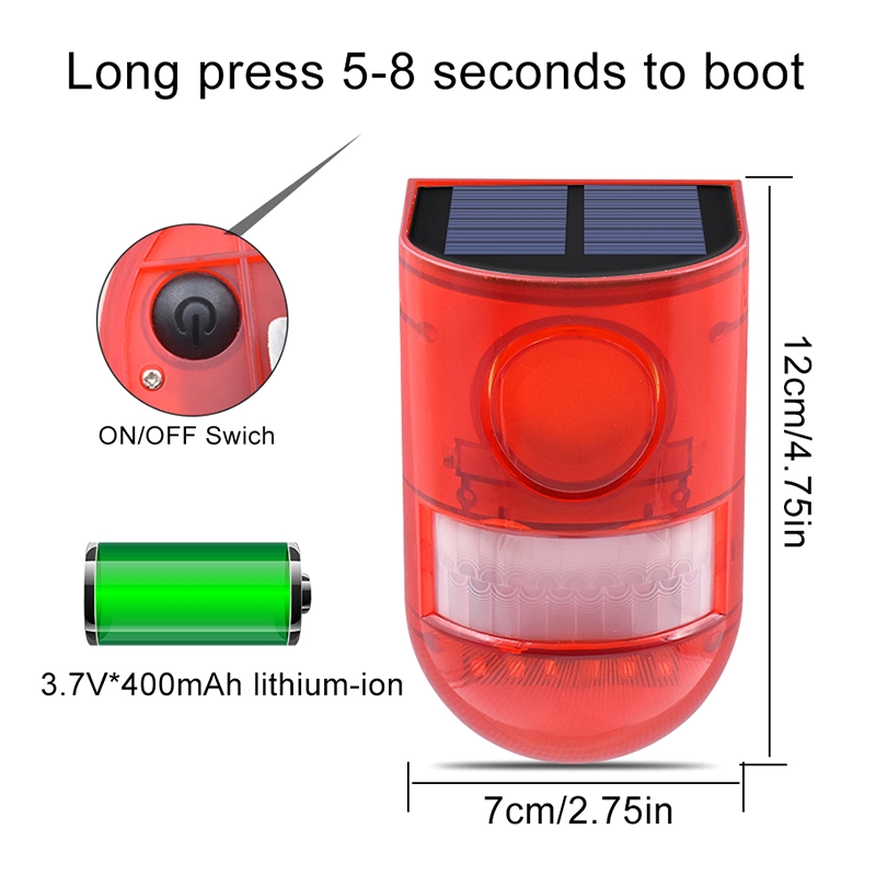 Wireless Outdoor Solar Strobe Siren Security Alert Light