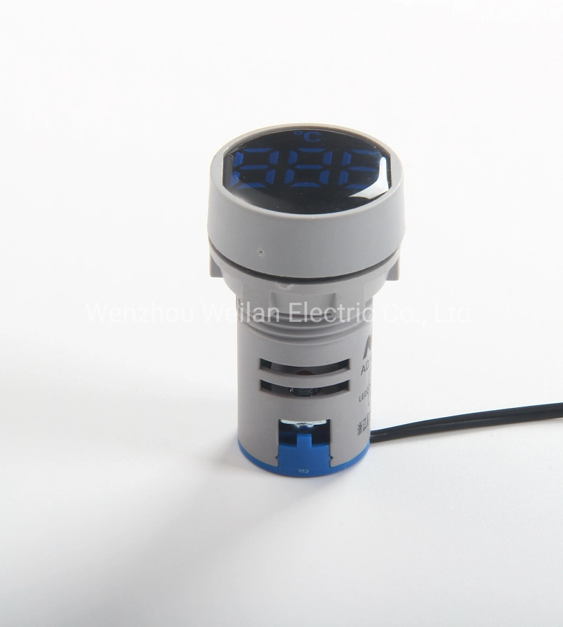 22mm Panel Installation LED Indicator Light Digital Display Cylindrical Thermometer