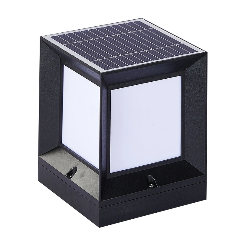 Square Minimalist Outdoor Waterproof Lawn Lamp, Garden Courtyard Solar Column Headlight