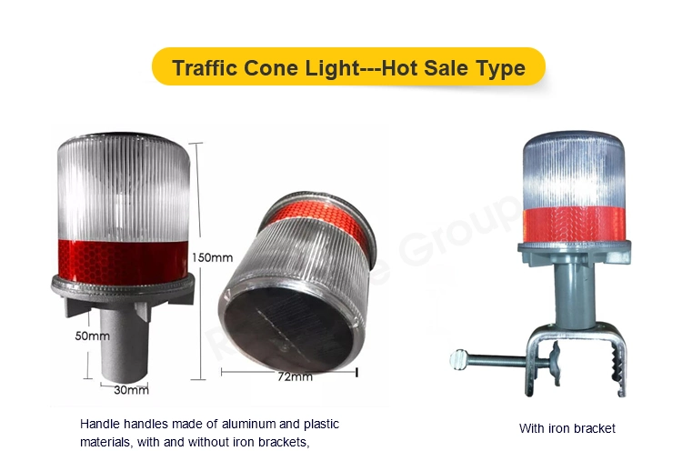 Solar Warning Light Traffic Cone Lamp Amber Flashing Safety Lights