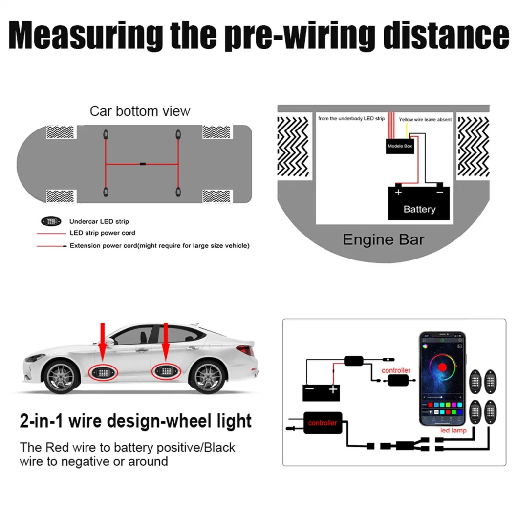 Rock Lights for Trucks 4 6 8 Pods RGB LED Rock Lights with APP Remote Control &amp; Music Mode High Bright Waterproof Neon off Road