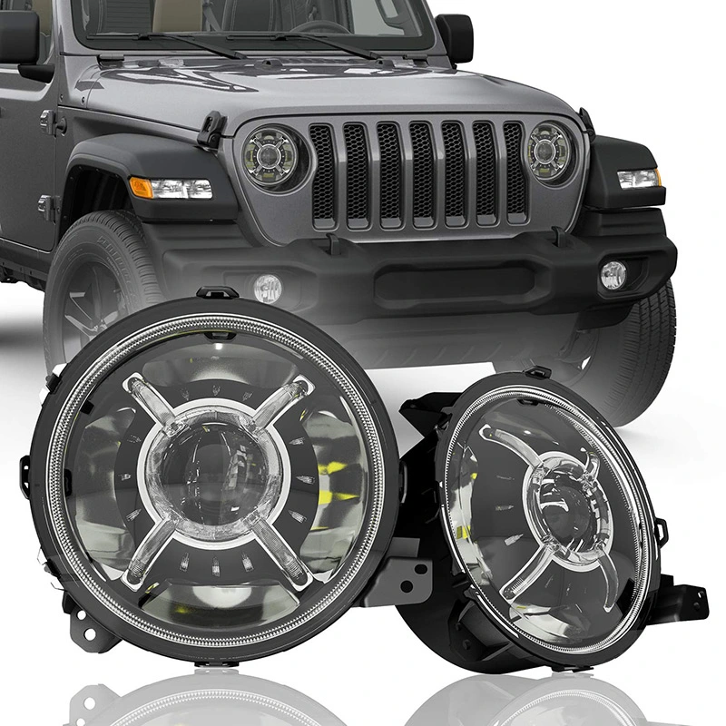 RGB Color Angle Eyes DRL 100W Jeep Wrangler 9 Inch LED Headlight