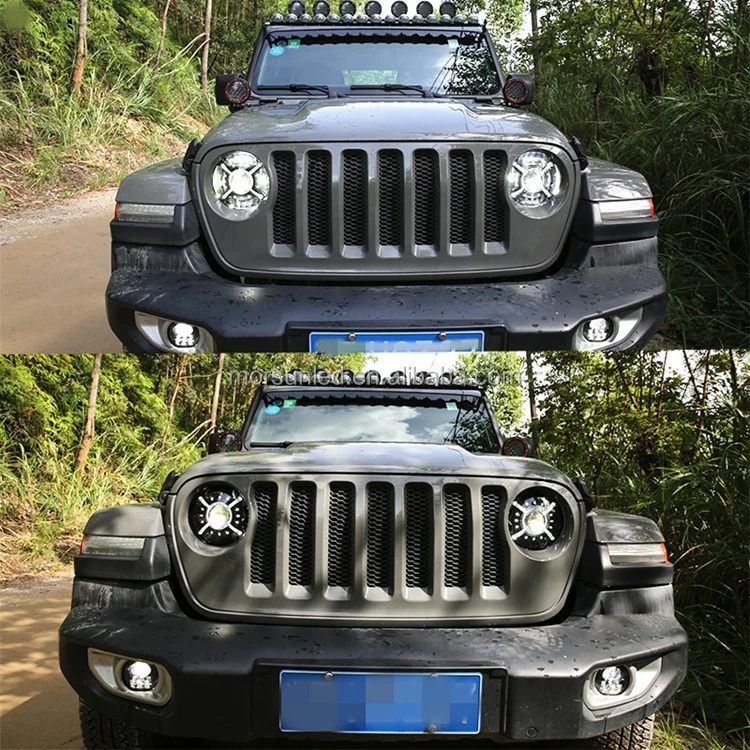 RGB Color Angle Eyes DRL 100W Jeep Wrangler 9 Inch LED Headlight