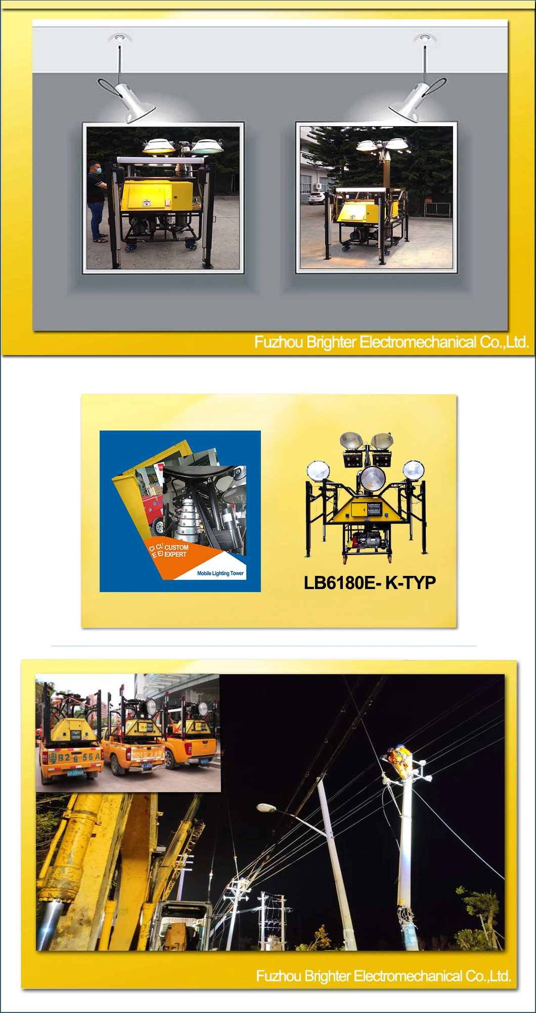 Emergency Self-Loading and Unloading Mobile Tower Light with Honda Power