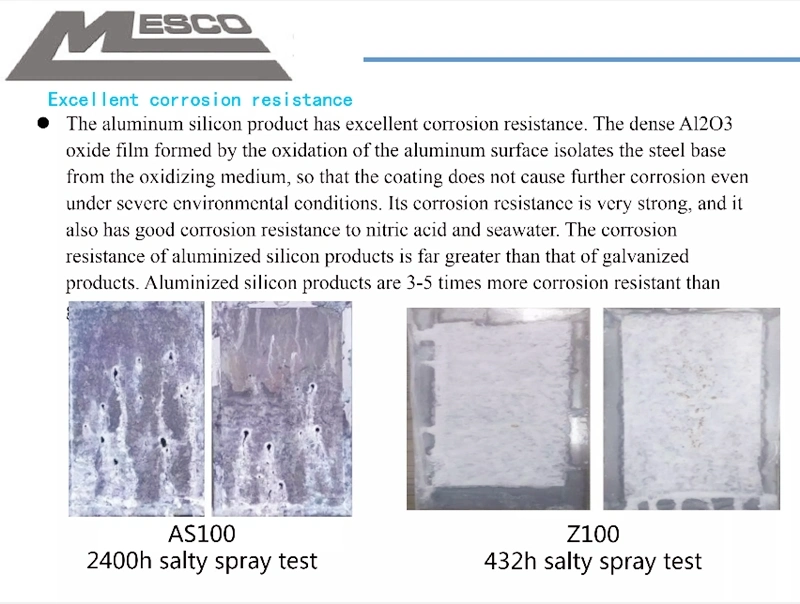 T1/T2 ASTM A463 As120 Hot Dipped Aluminium Silicon Steel Sheet for Exhaust Pipe