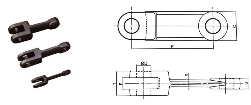 Drop Forged Forked High Broken Load Alloy Steel Forged Conveyor Chain Link