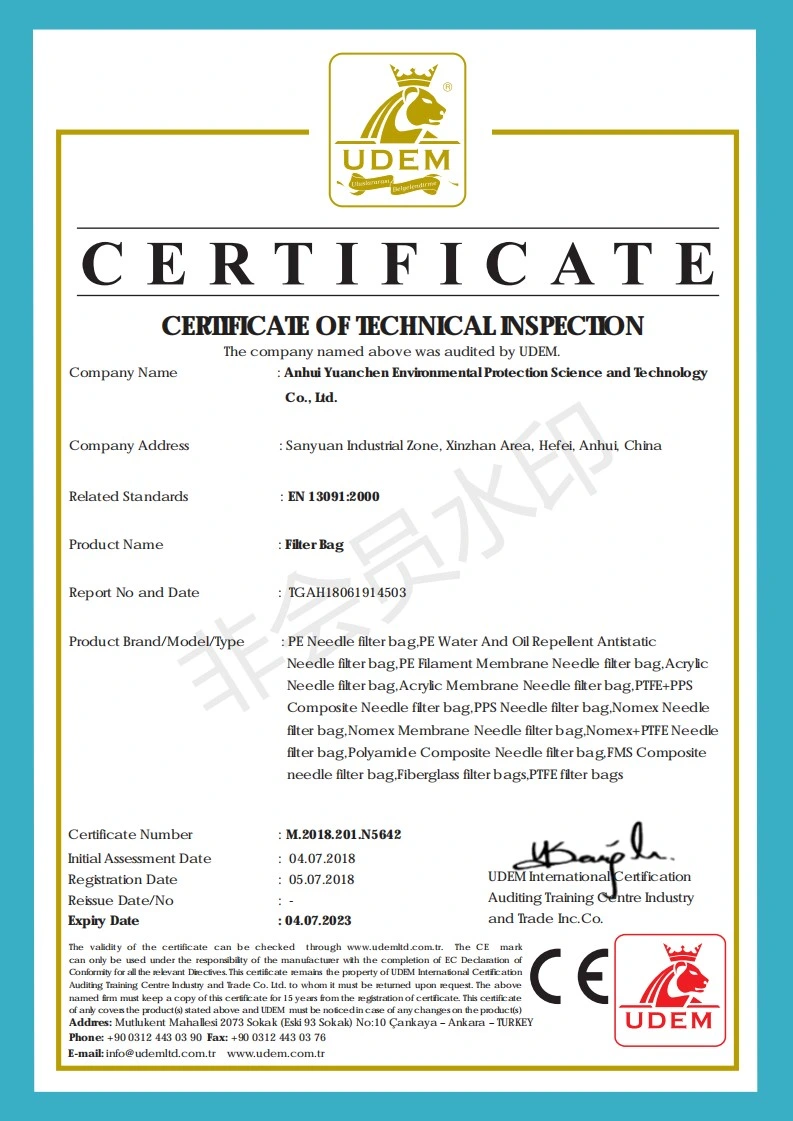 Heavy Industry Ce ISO Approved Factory Supply Dust Collection Filter Bag PTFE Industrial Bag