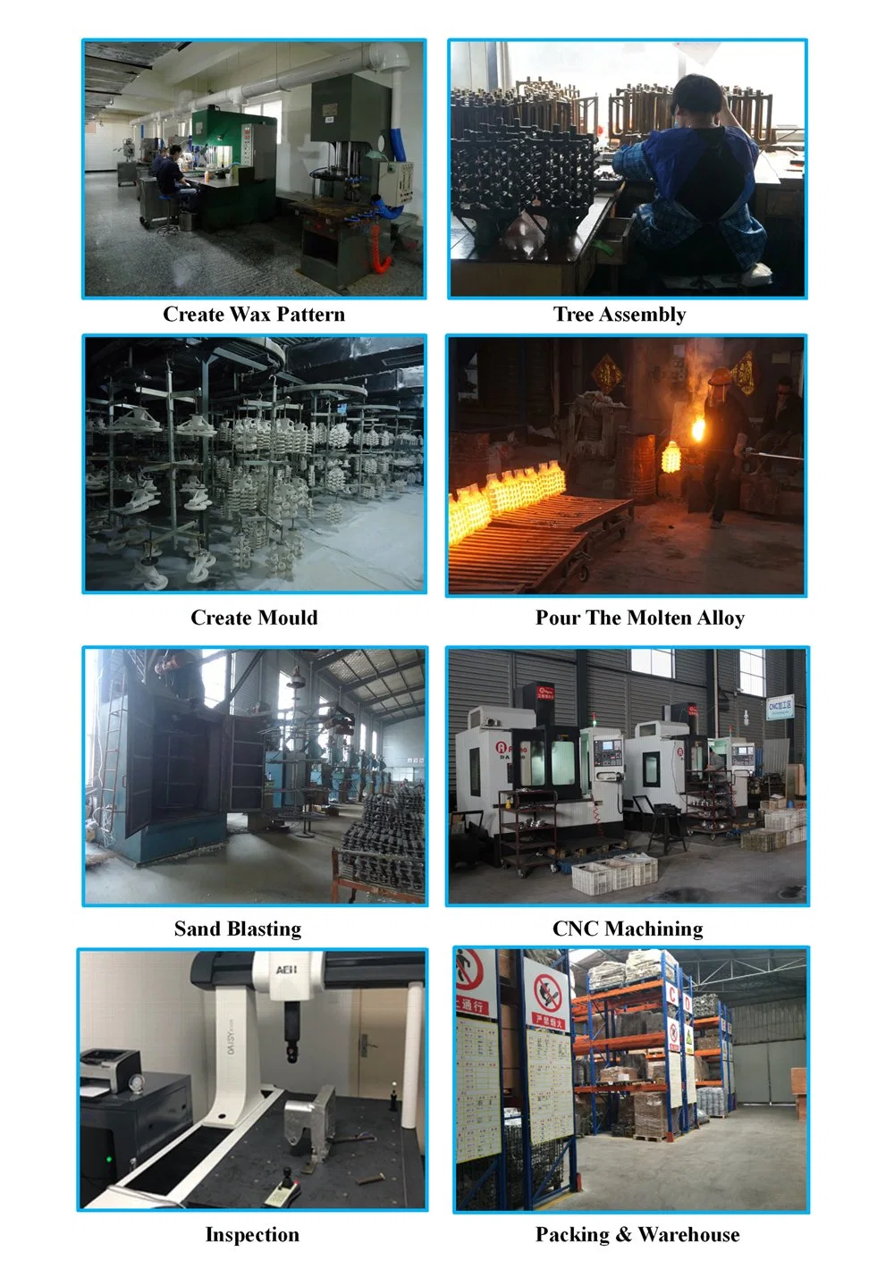 Custom SS304 316 410 430 Water Glass Precision Casting