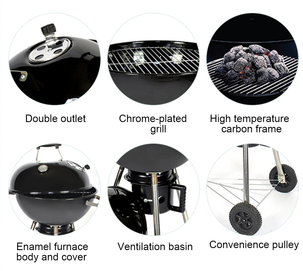 Garden Patio Charcoal Portable BBQ Smoker Square Trolley Cast Iron Grill