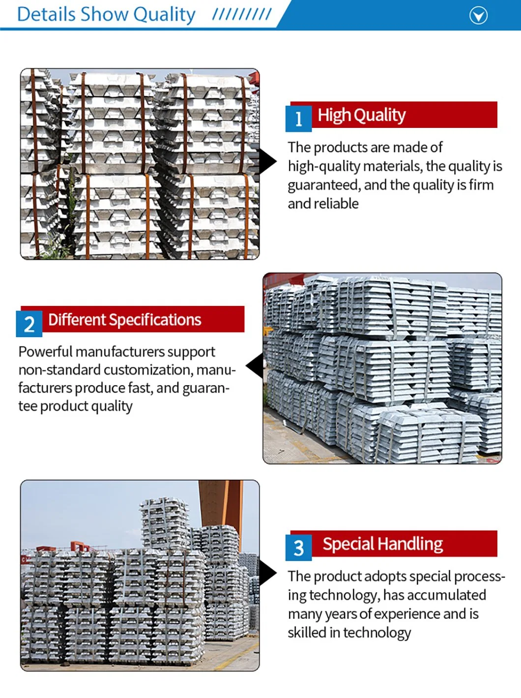 500mm~2800mm ISO9001 Ouersen Shandong China an Foundry Aluminum Ingot Stock