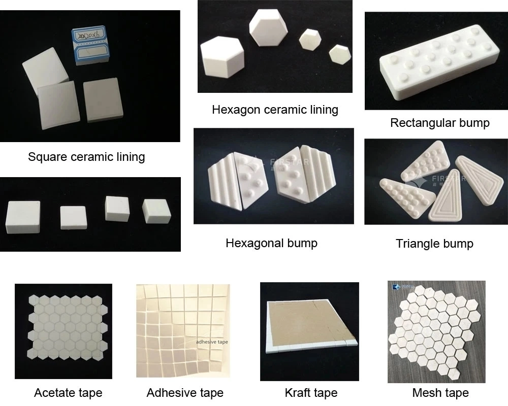 95% High Purity Alumina Ceramic Mosaic Hexagonal Wear Lining Mats for Ball Mill