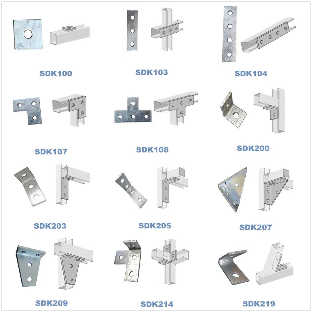 Zinc Plated or Hot DIP Galvanized Flat Plate or Angle Accessories of Strut Channel for Channel Support or Metal Framing