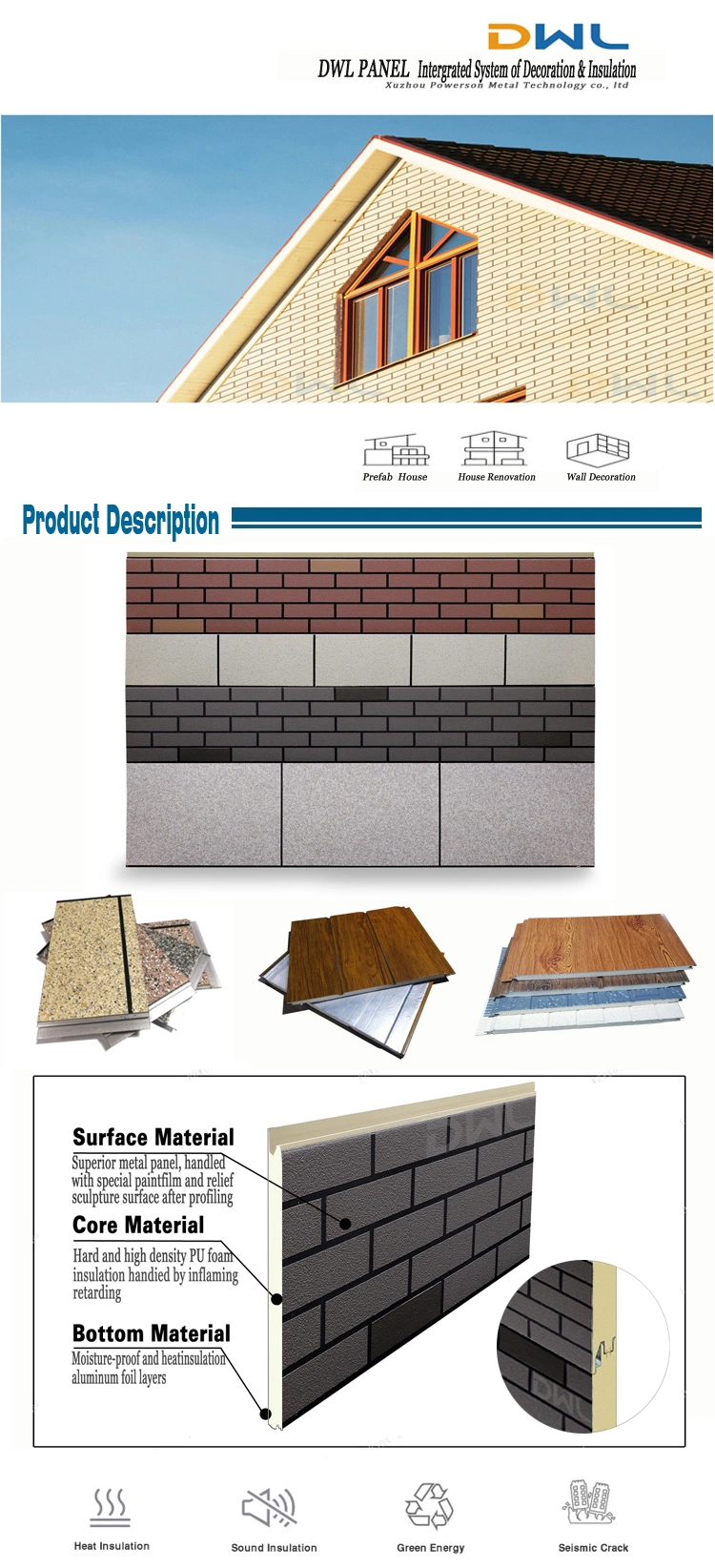 Facade Panels Metal Cladding (Steel Surface) Used for Structure Prefab House