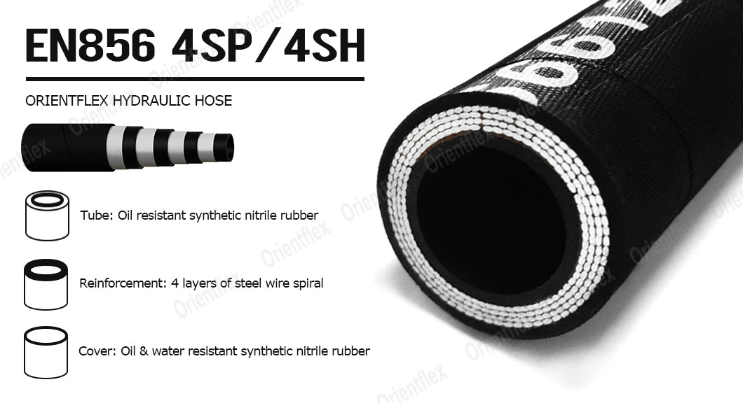 High Temp Rubber 4sp 4sh Press Hydraulic Hose Assemblies