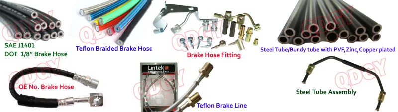 Pleasure Boat Trailer Auto Motorcycle Brake Parts 1/8&quot; SAE J1401 DOT Hydraulic Stainless Steel Wire Braided PTFE Trailer Flexible Brake Line Kits Brake Hose