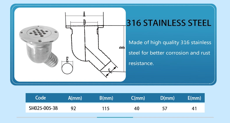 Boat Deck Floor Cockpit Drain Scupper Marine Grade Stainless Steel 316 Boat Plumbing Fittings