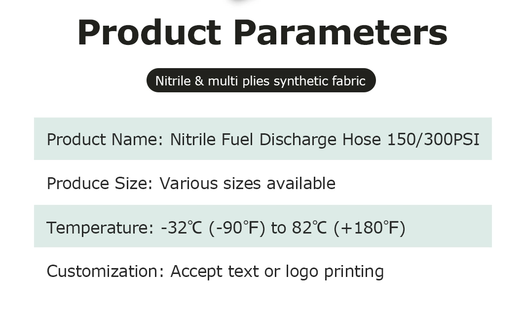 High Temperature Flexible Heat Oil Resistant Rubber Nitrile Fuel Discharge Hose