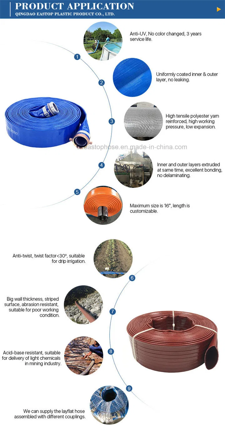 Anti-Chemical PVC Lay Flat Discharge Hose with High Flxibility