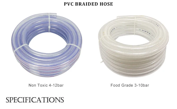 Heavy Duty Flexible PVC Clear Nylon Braided Hose Pipe 1/4&quot; to 3&quot; for Watering Garden Irrigation Shower Gas Oil Fuel